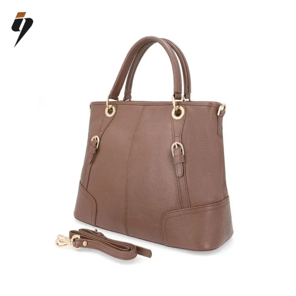 Elegant Leather Handbag in Skin Color